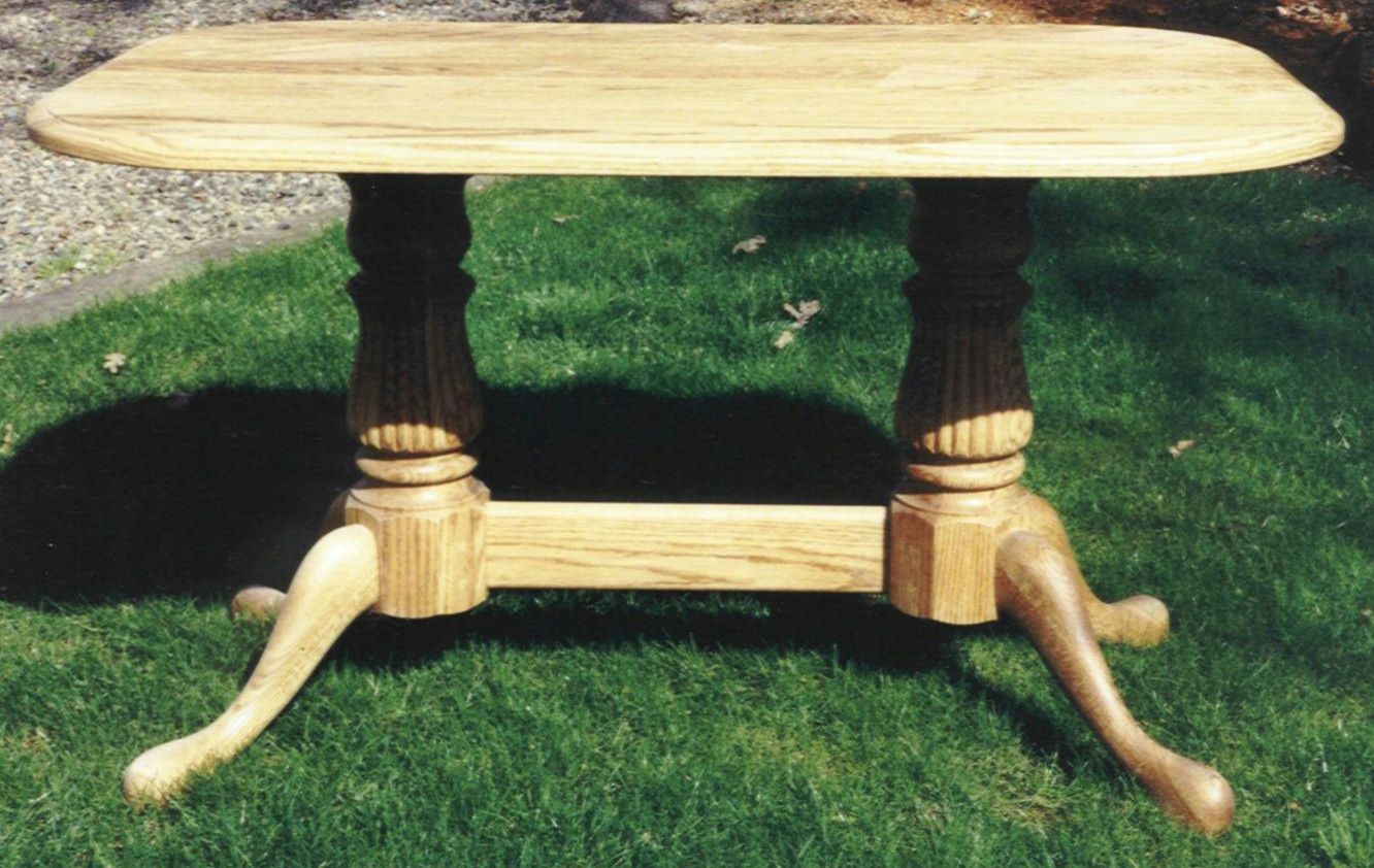 Oak Reeded Pedestal Table
